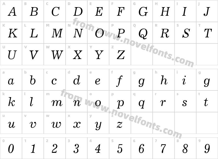 JournalCTT-ItalicCharacter Map