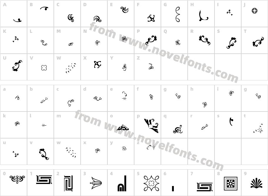 JournalDingbatsThreeSSKCharacter Map