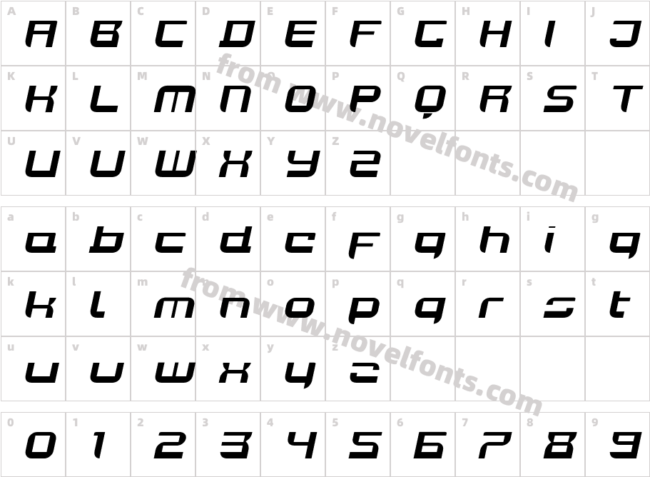 JoyRider-BoldItalicCharacter Map