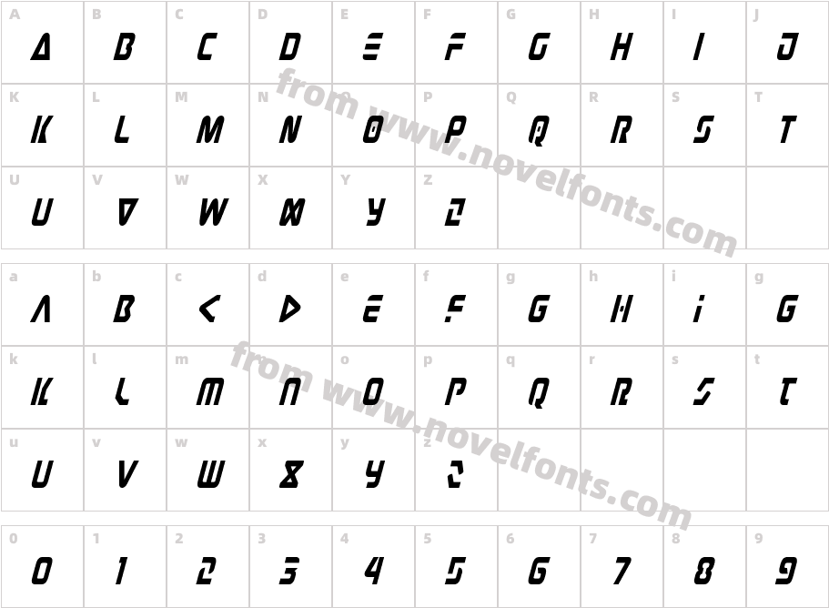 Judge Condensed ItalicCharacter Map