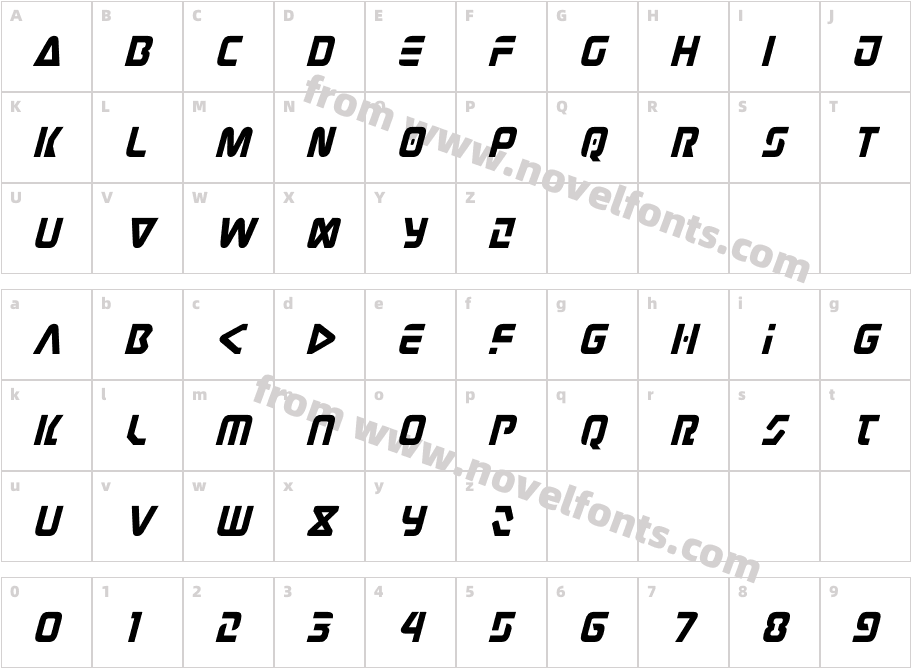 Judge ItalicCharacter Map