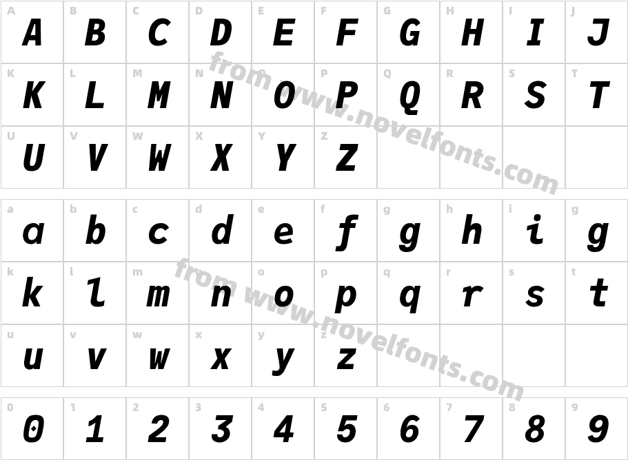 JuliaMono-BlackItalicCharacter Map