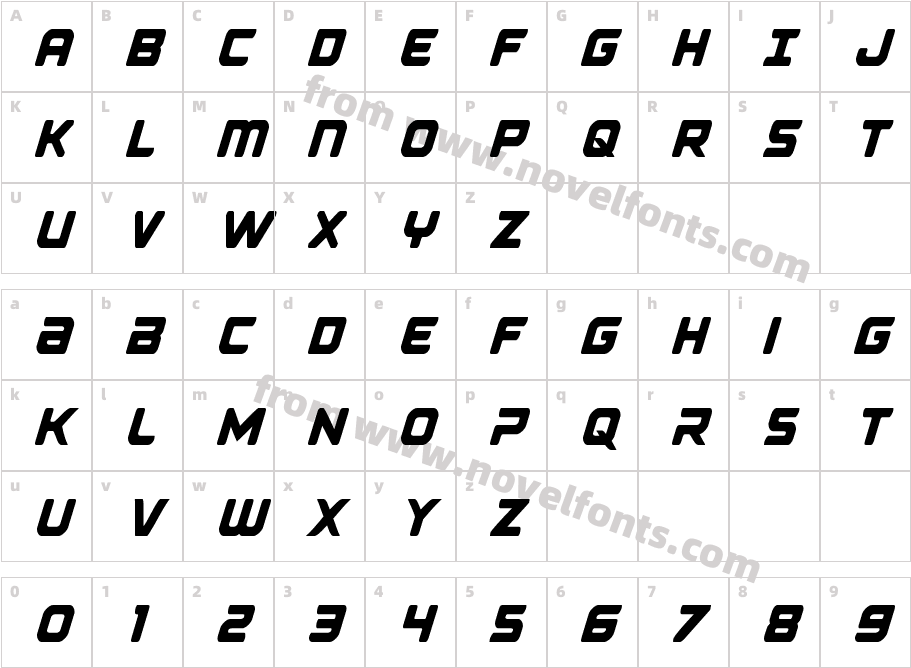 Falcon Punch CondensedCharacter Map