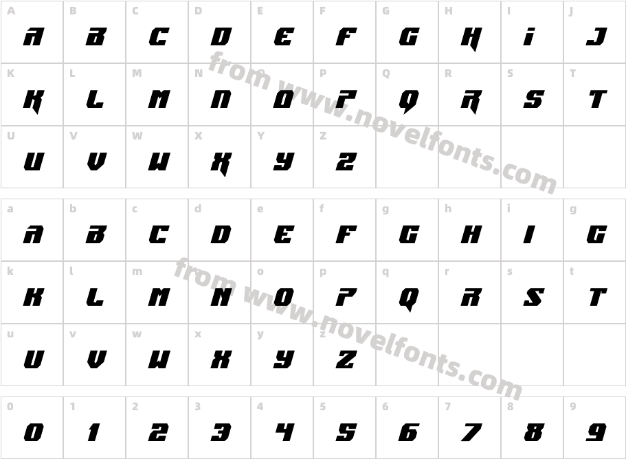 Jumpers Condensed ItalicCharacter Map