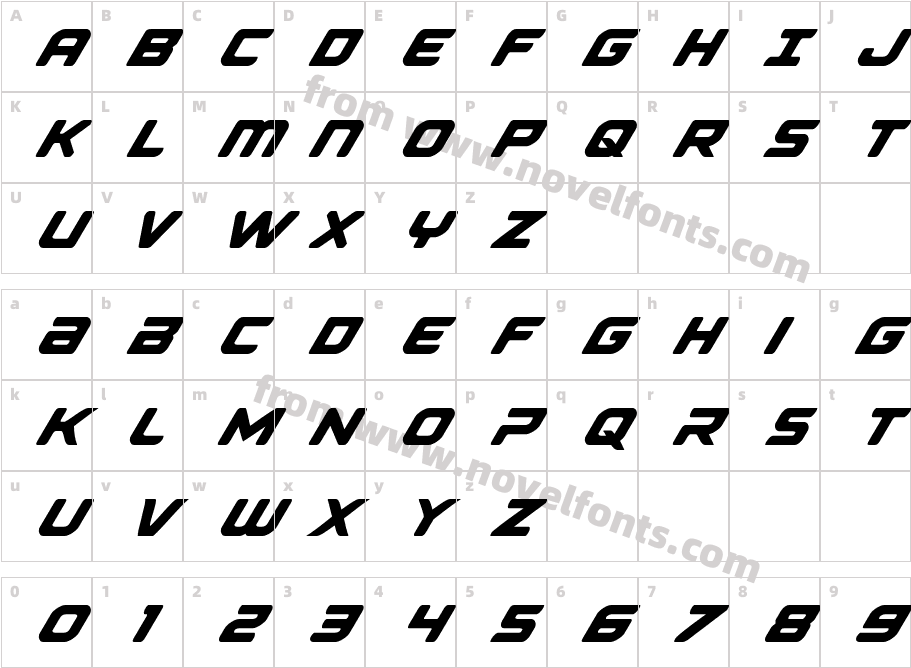 Falcon Punch ItalicCharacter Map