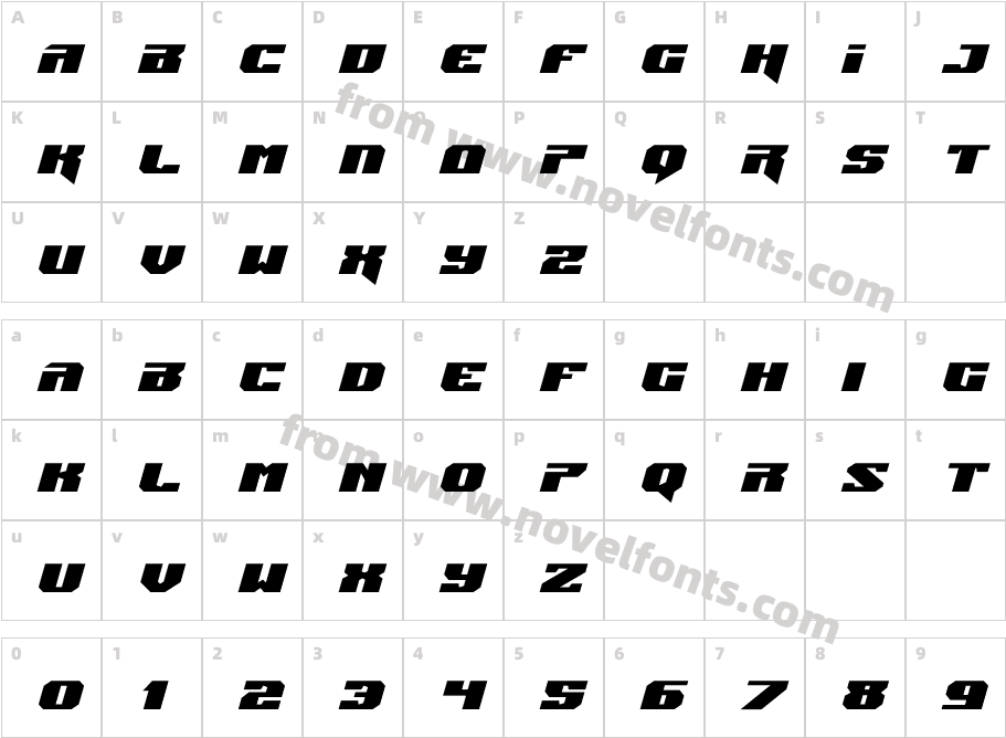 Jumpers Expanded ItalicCharacter Map