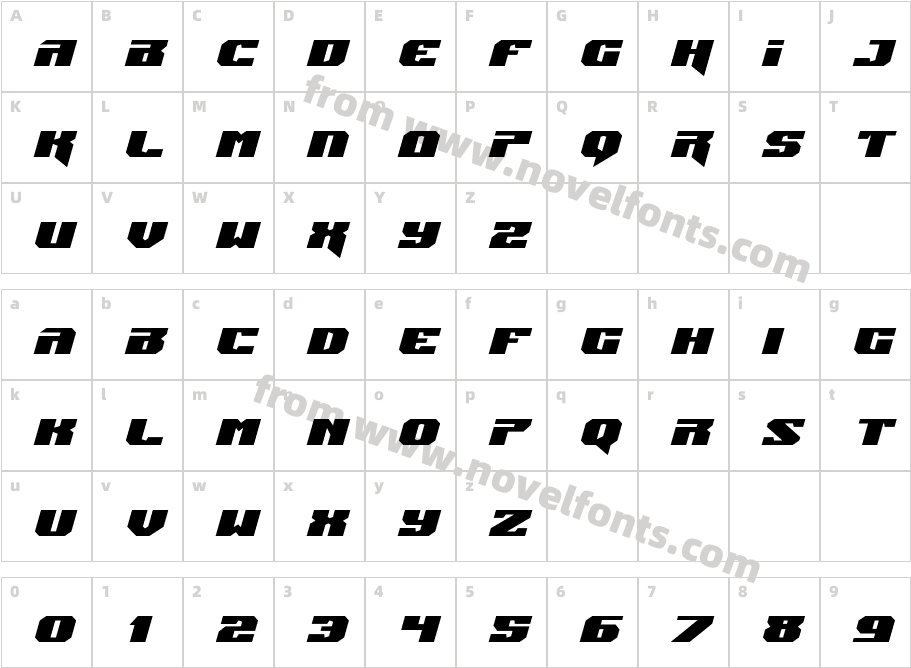 Jumpers Expanded ItalicCharacter Map