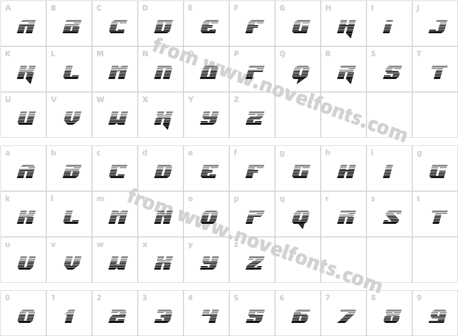 Jumpers Gradient ItalicCharacter Map