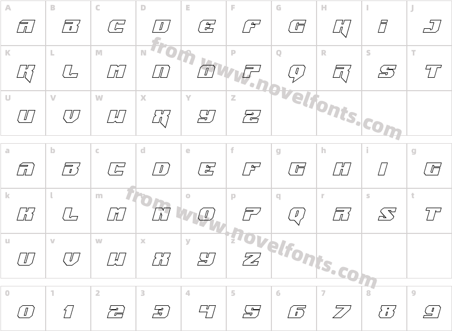 Jumpers Outline ItalicCharacter Map