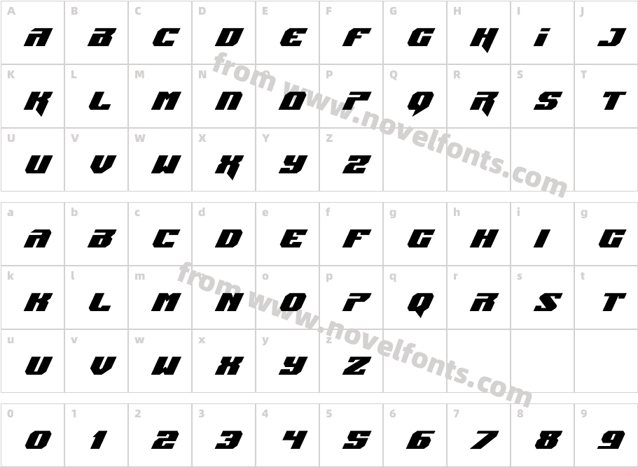 Jumpers Super-ItalicCharacter Map