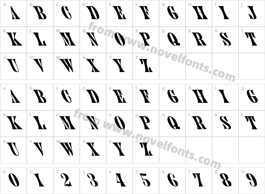 Juniper-Thin LeftieCharacter Map