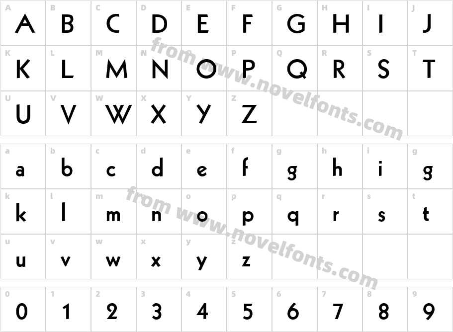 K791GeometricalBoldCharacter Map