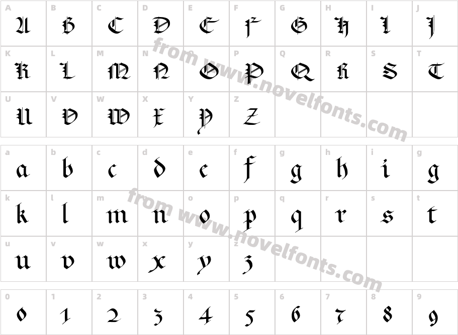 KL Gotic1 DBCharacter Map