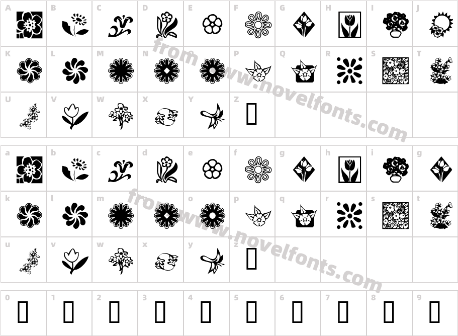 KR Kat's Flowers 2Character Map