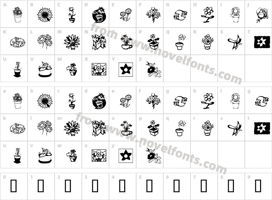 KR Kat's Flowers 3Character Map