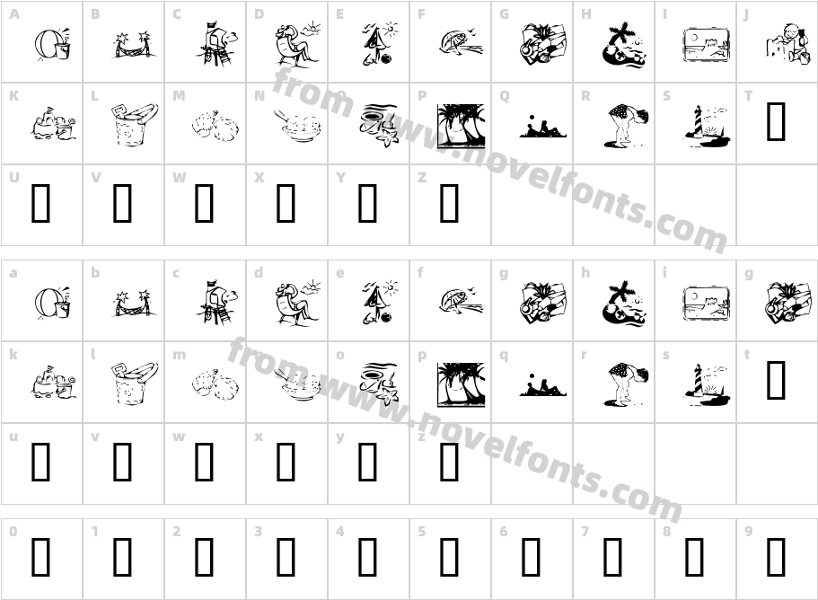 KR Summer Vacation 2002Character Map