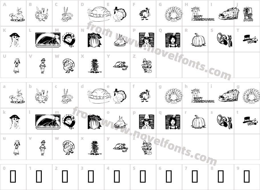 KR Thanksgiving 2002Character Map