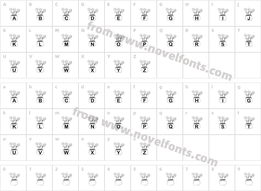 KR Three FlowersCharacter Map