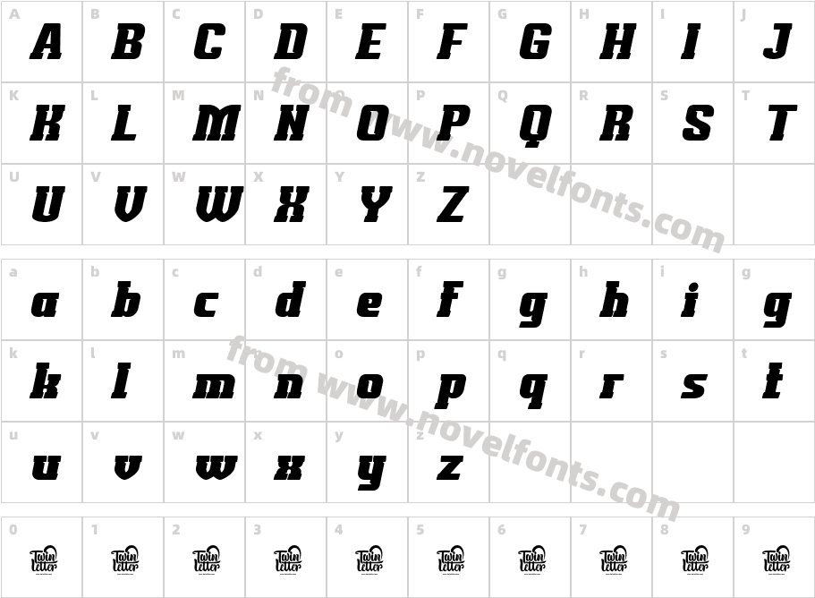 KUNEX SlantCharacter Map