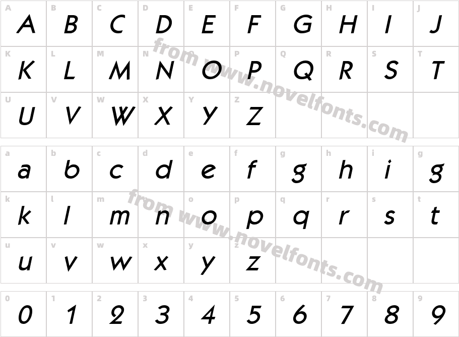 Kabob-ItalicCharacter Map