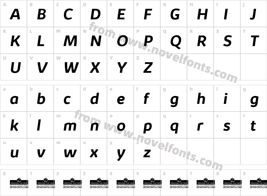 Kabrio-BoldItalicCharacter Map