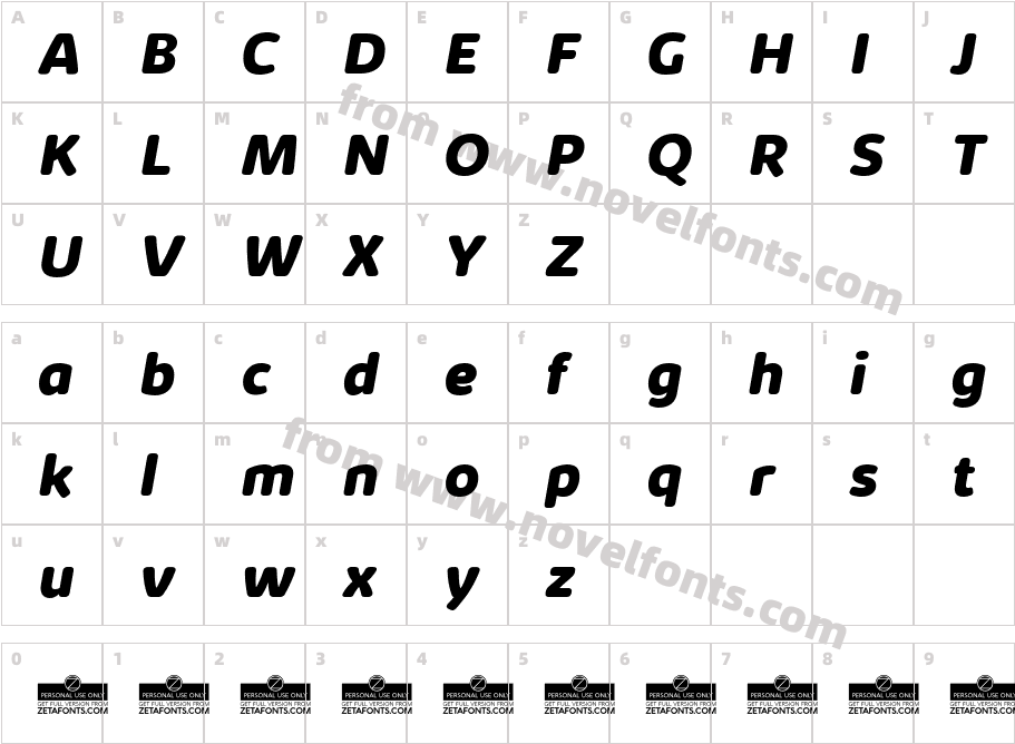 KabrioSoft-ExtraBoldItalicCharacter Map