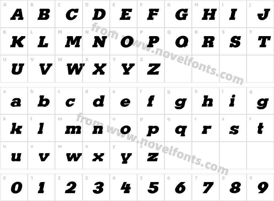 Kaine-ItalicCharacter Map