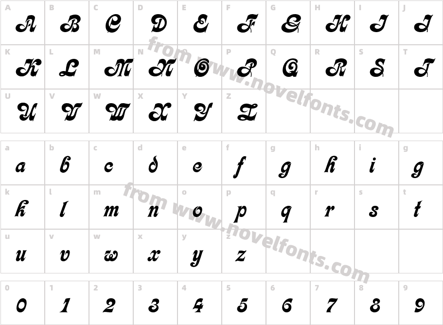 Kalligraphia LT StdCharacter Map