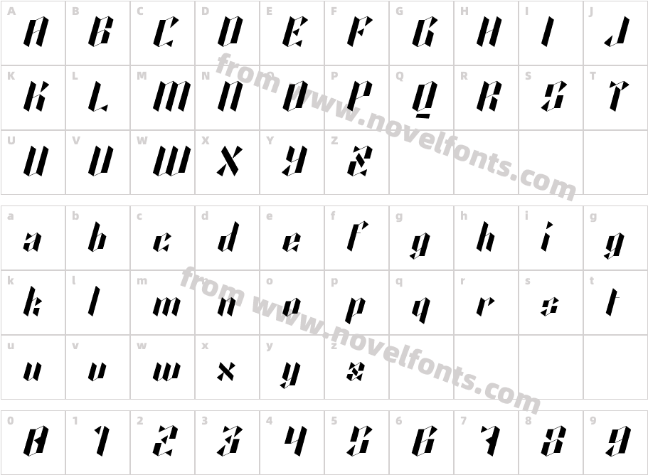 Kalosgon DisplayCharacter Map