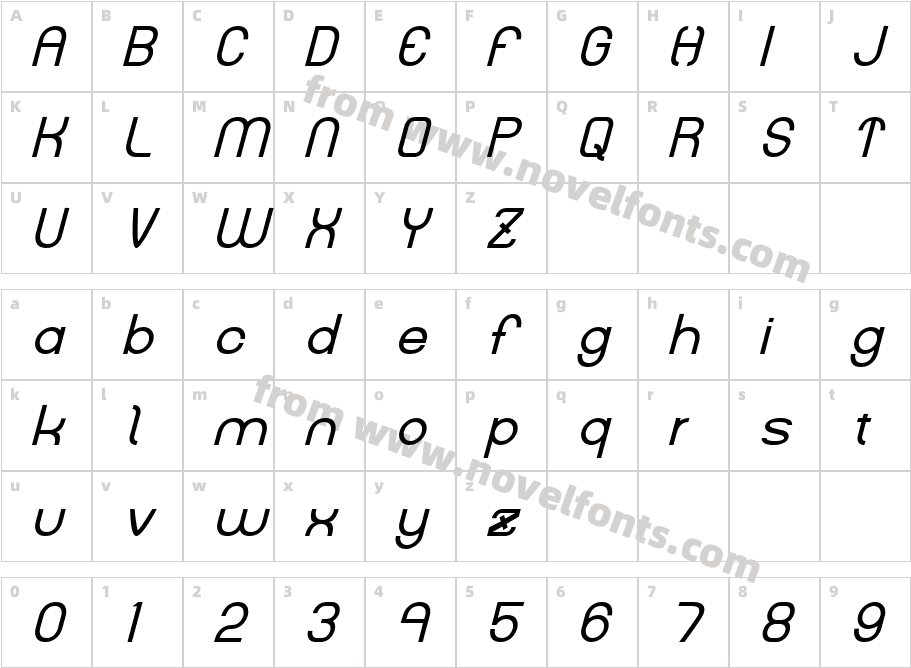 Kelly_ItalicCharacter Map