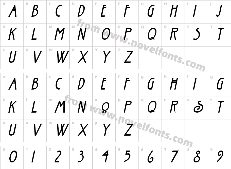 Fanzee-Condensed ItalicCharacter Map