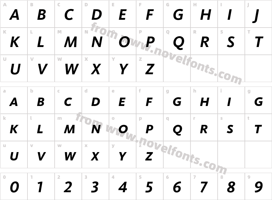 Kievit_Bold_Italic_SCCharacter Map