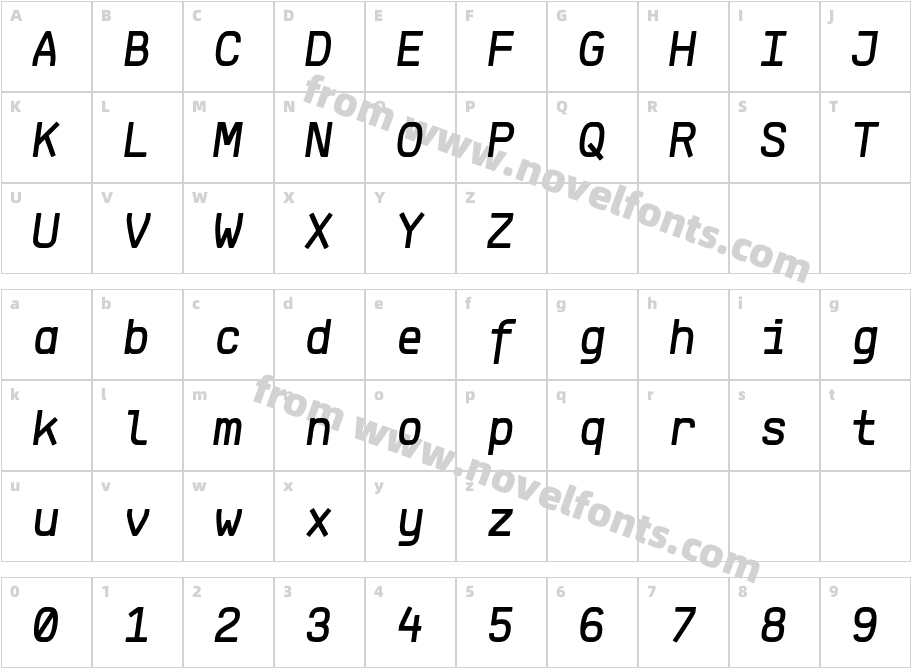 KlartextMono-MediumItalicCharacter Map