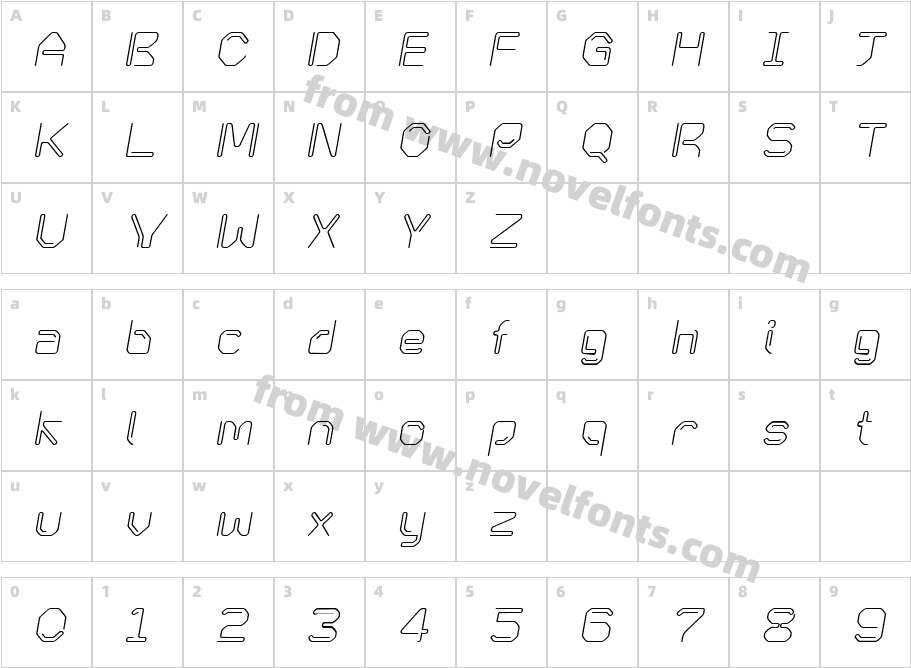 KneeonRegular ItalicCharacter Map