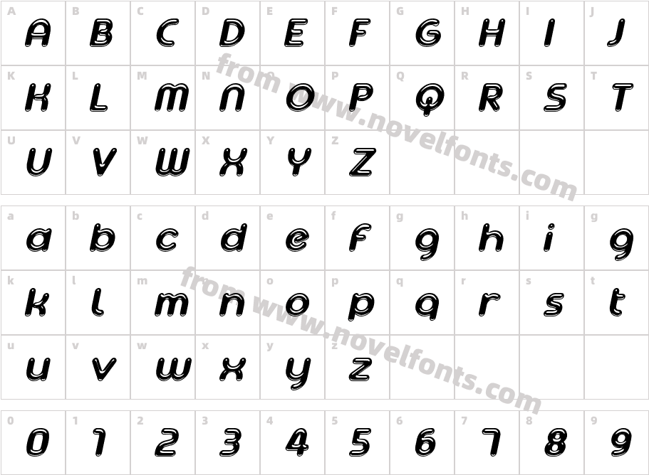 Ageta Chubby Demo ItalicCharacter Map