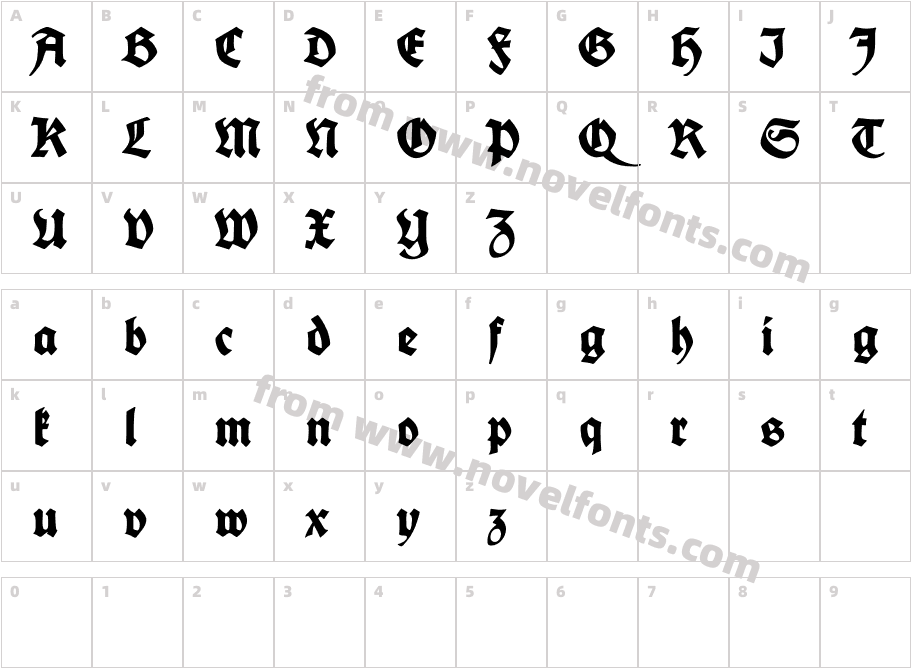 Koch-SchriftReducedCharacter Map