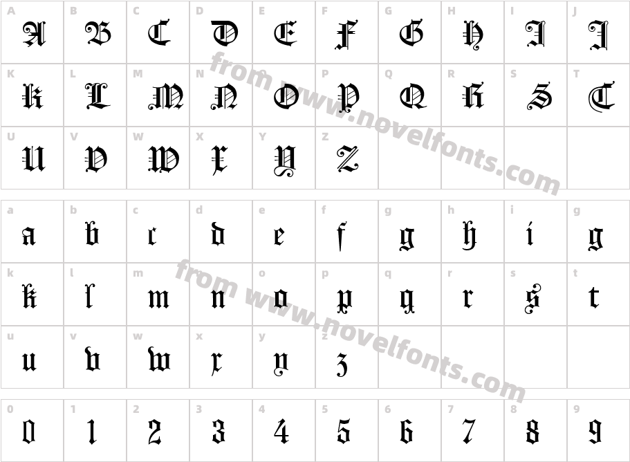 KoenigsbergerGotischUNZ1LCharacter Map