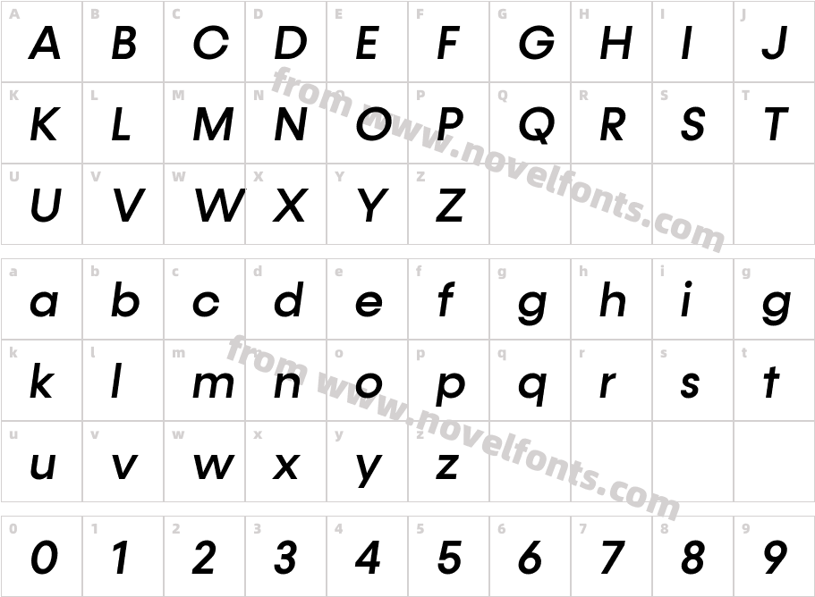 Konnect Medium ItalicCharacter Map