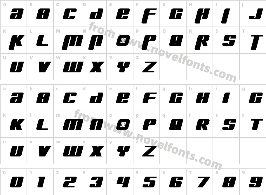 Kreon-ItalicCharacter Map