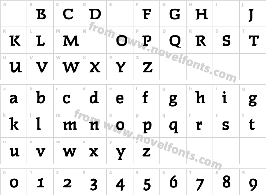 FaustBoldOldStyleFigsCharacter Map