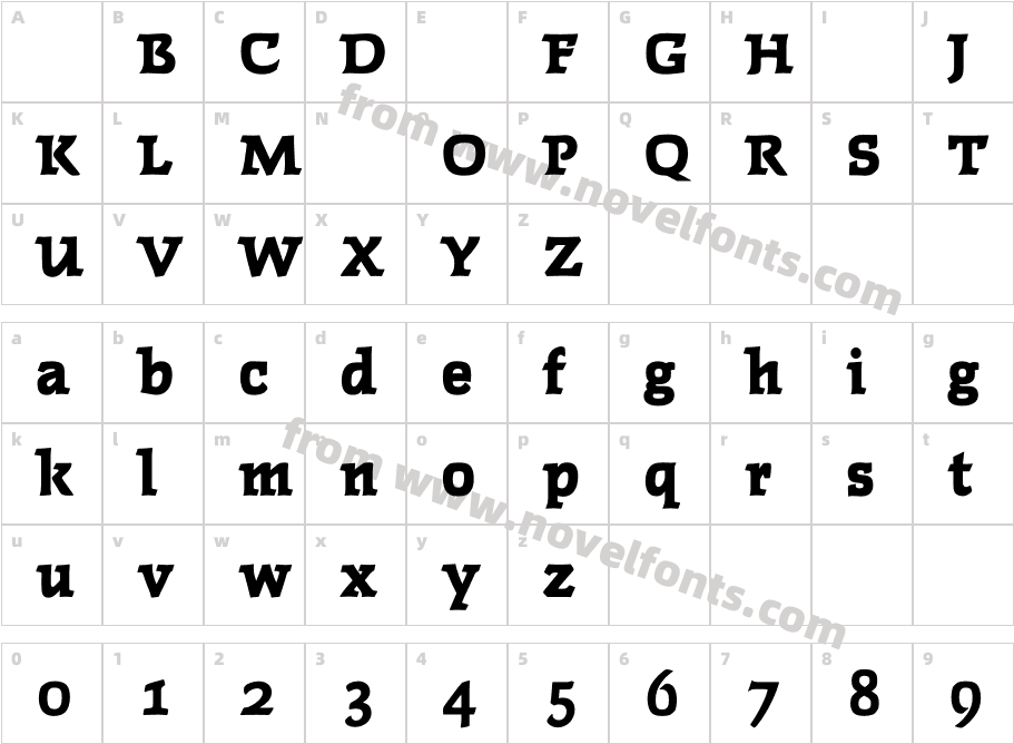 FaustExtraBoldOldStyleFigsCharacter Map