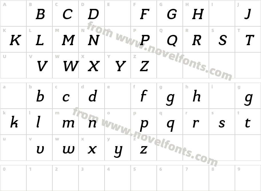 Kulachat Slab DEMO Medium ItalicCharacter Map