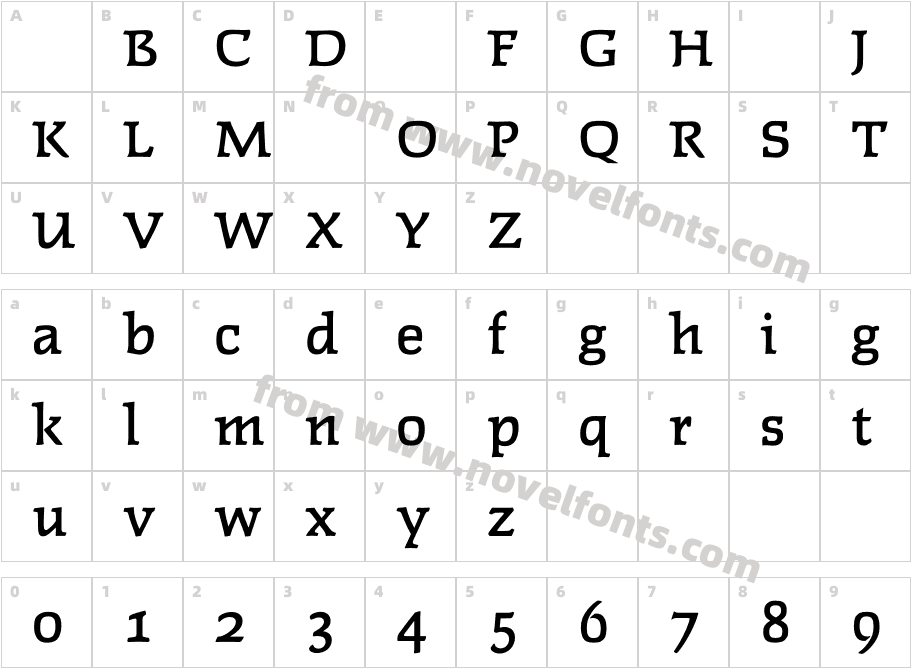 FaustMediumOldStyleFigsCharacter Map