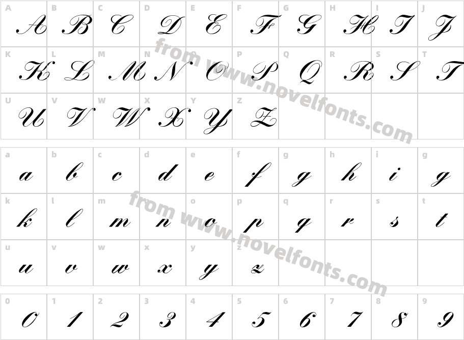 Kunstlerschreibschrift D OTCharacter Map