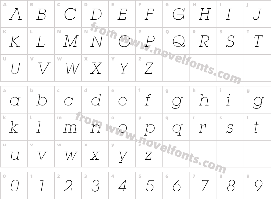 L850SlabLightItalicCharacter Map