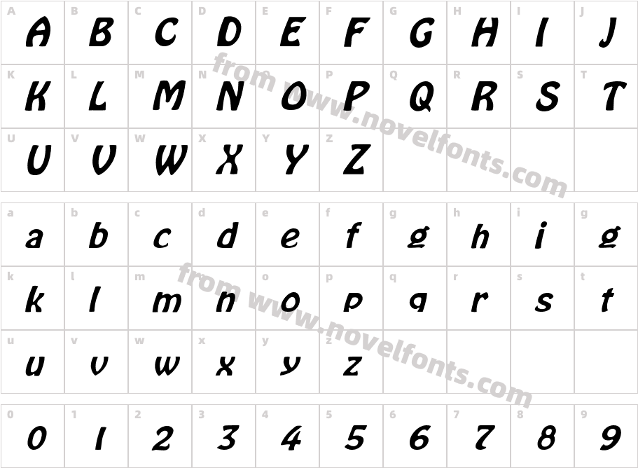 LaCosta_ItalicCharacter Map