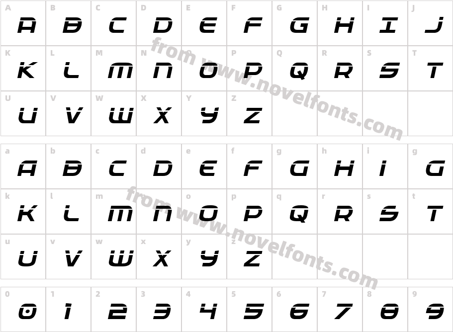 Federal Service Laser ItalicCharacter Map