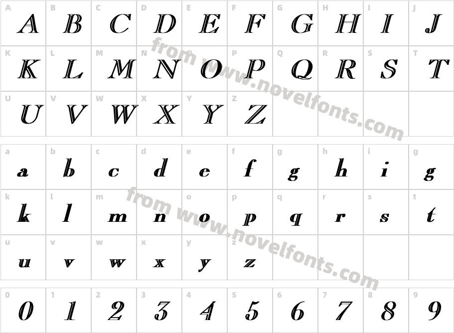 Lara Bold ItalicCharacter Map