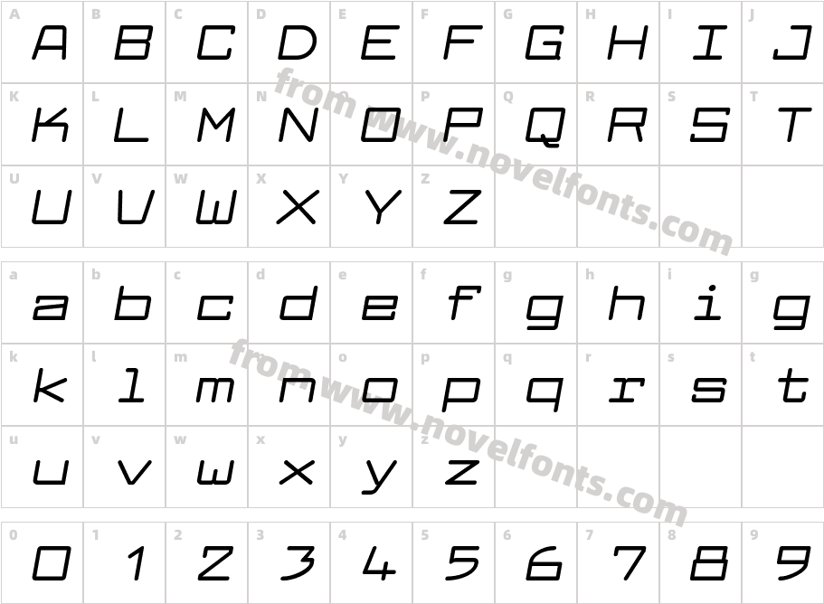 LarabiefontEx-BoldItalicCharacter Map