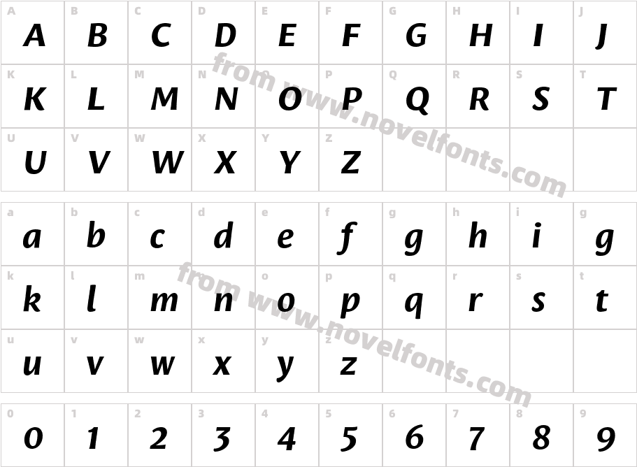 LeksaSansPro-BoldItalicCharacter Map